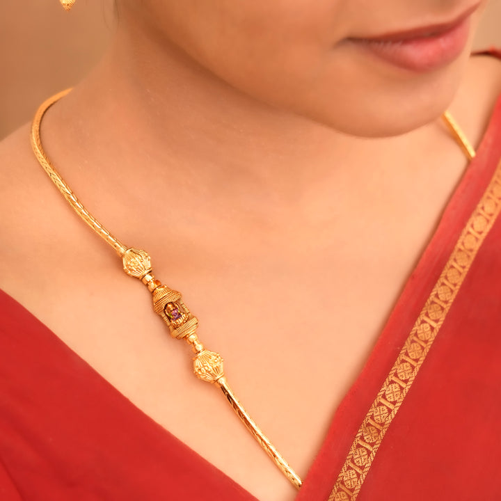 Temple Inspired Golden Lakshmi Mugappu Chain