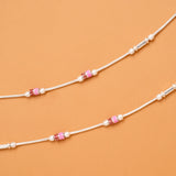 Ruby Crystal Charm Silver Anklet