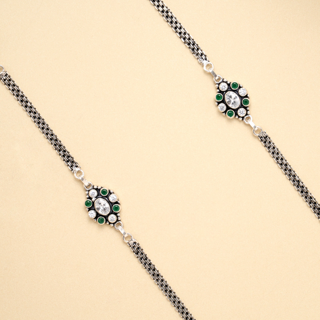 Antique Classic Temple Style Silver Anklet