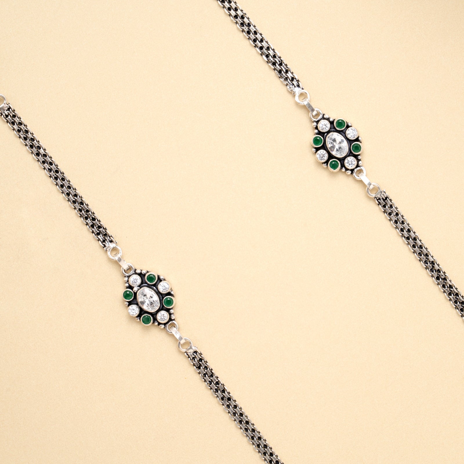 Antique Classic Temple Style Silver Anklet