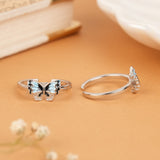 Aesthetic Enamel Butterfly Silver Toe Ring