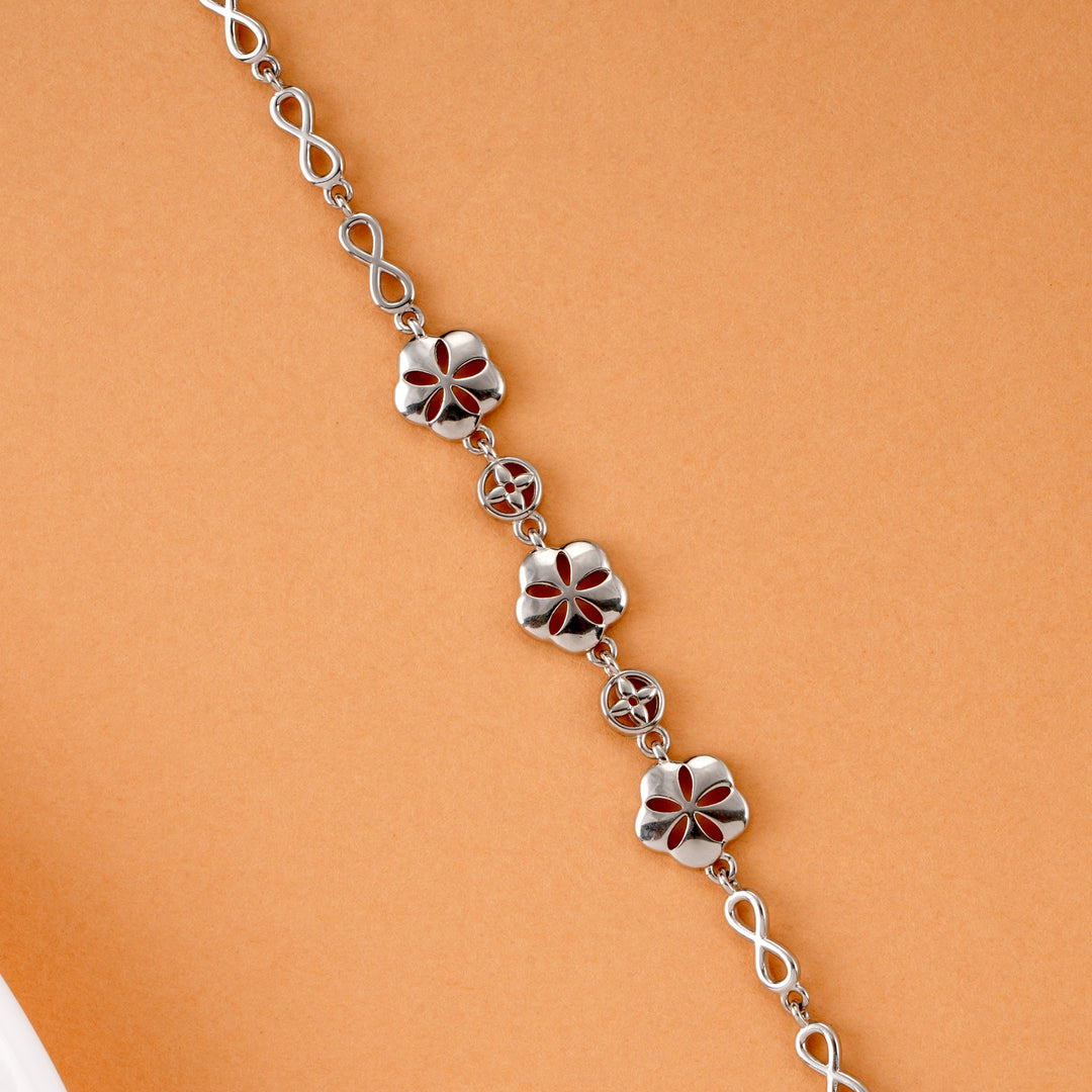 Floral Design Women's Silver Bracelet