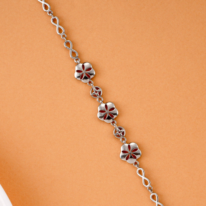 Floral Design Women's Silver Bracelet