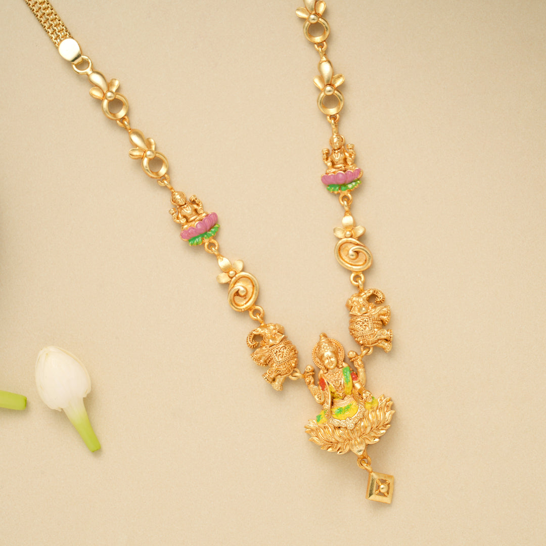 Goddess Gaja Lakshmi Golden Necklace