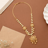 Classic Floral Leaf Golden Drops Necklace Set