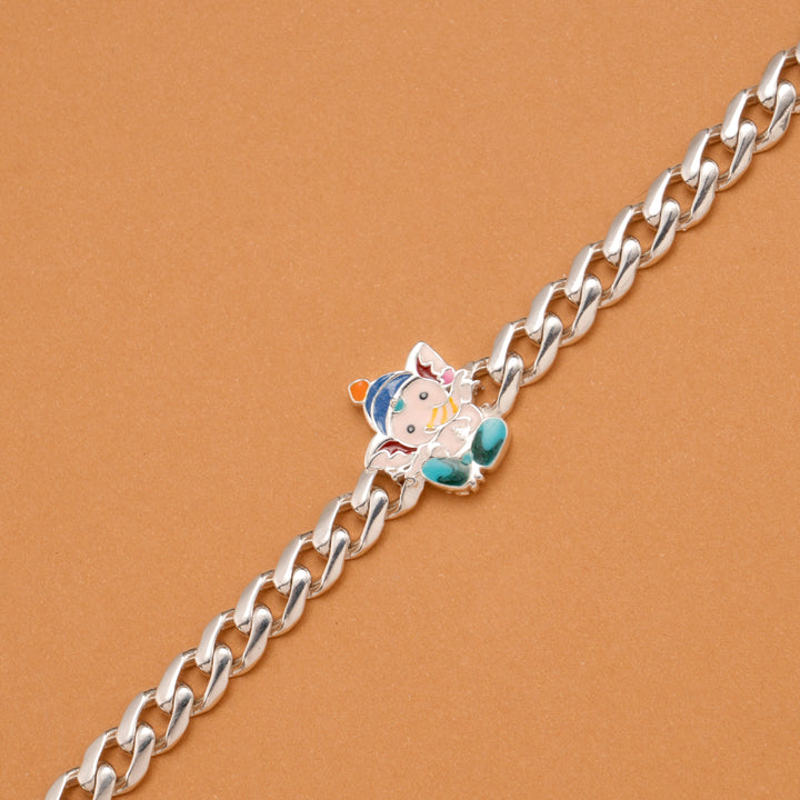 Lord Ganesha with Silver Kids Bracelet