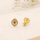 Classic Circle Flower Design Golden Stud