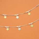 Triple Flower Silver Baby Anklets