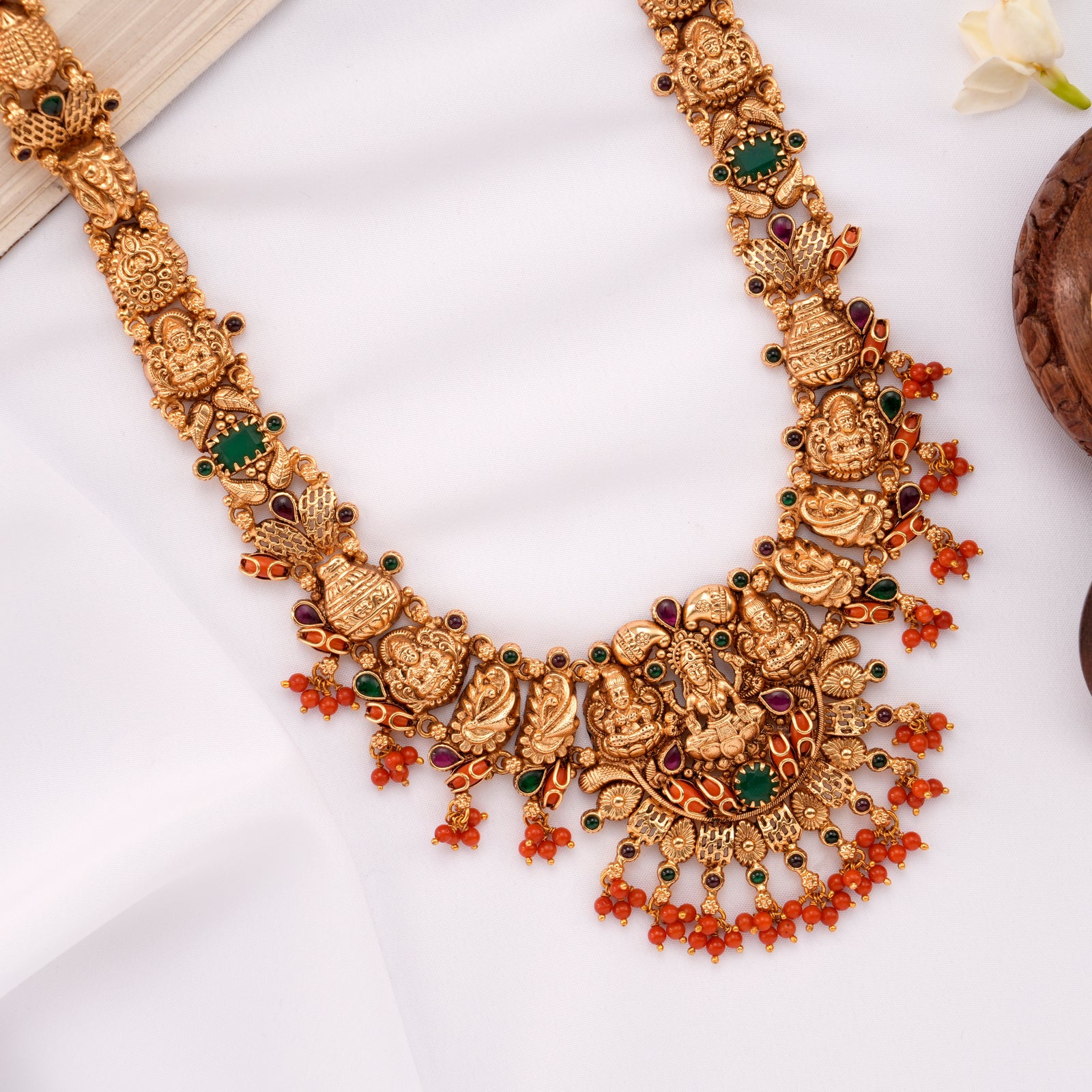 Divine Nagas Lakshmi Coral Drops Haram