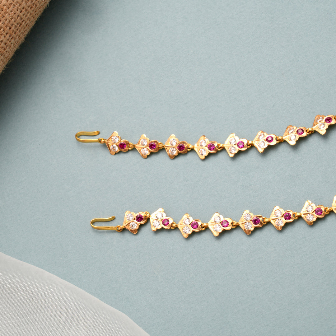 Bridal Red and White Stone Gold Mattal
