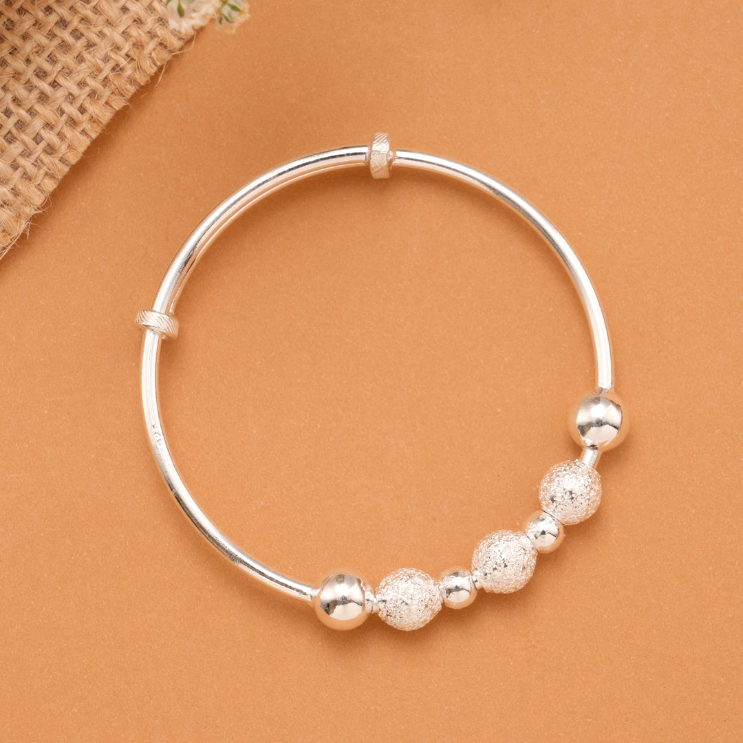 Classic Textured Silver Ball Baby Bangle