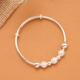 Classic Textured Silver Ball Baby Bangle