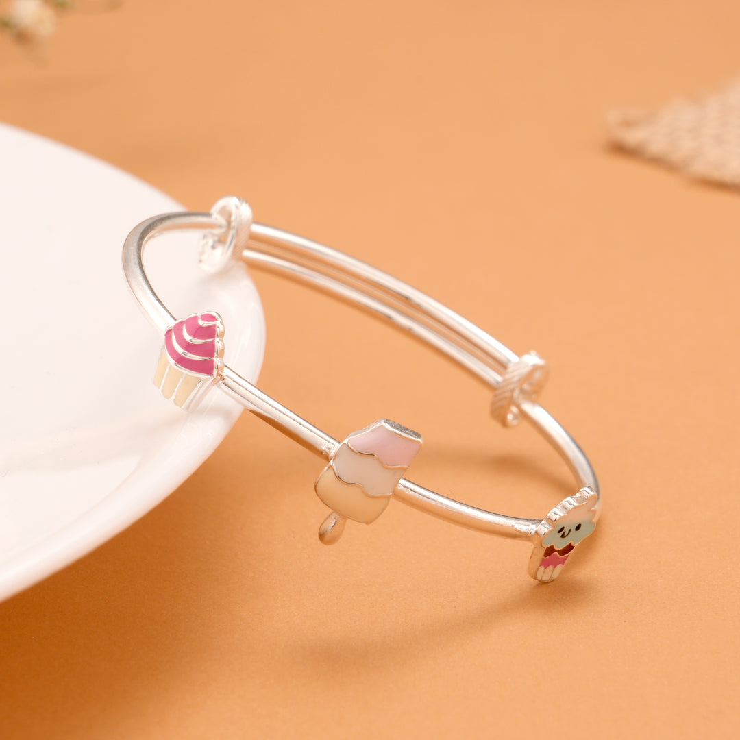 Ice Cream Charm Silver Kid Bangle
