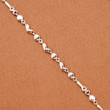 Minimalist Heart and Circular Bead Silver Bracelet