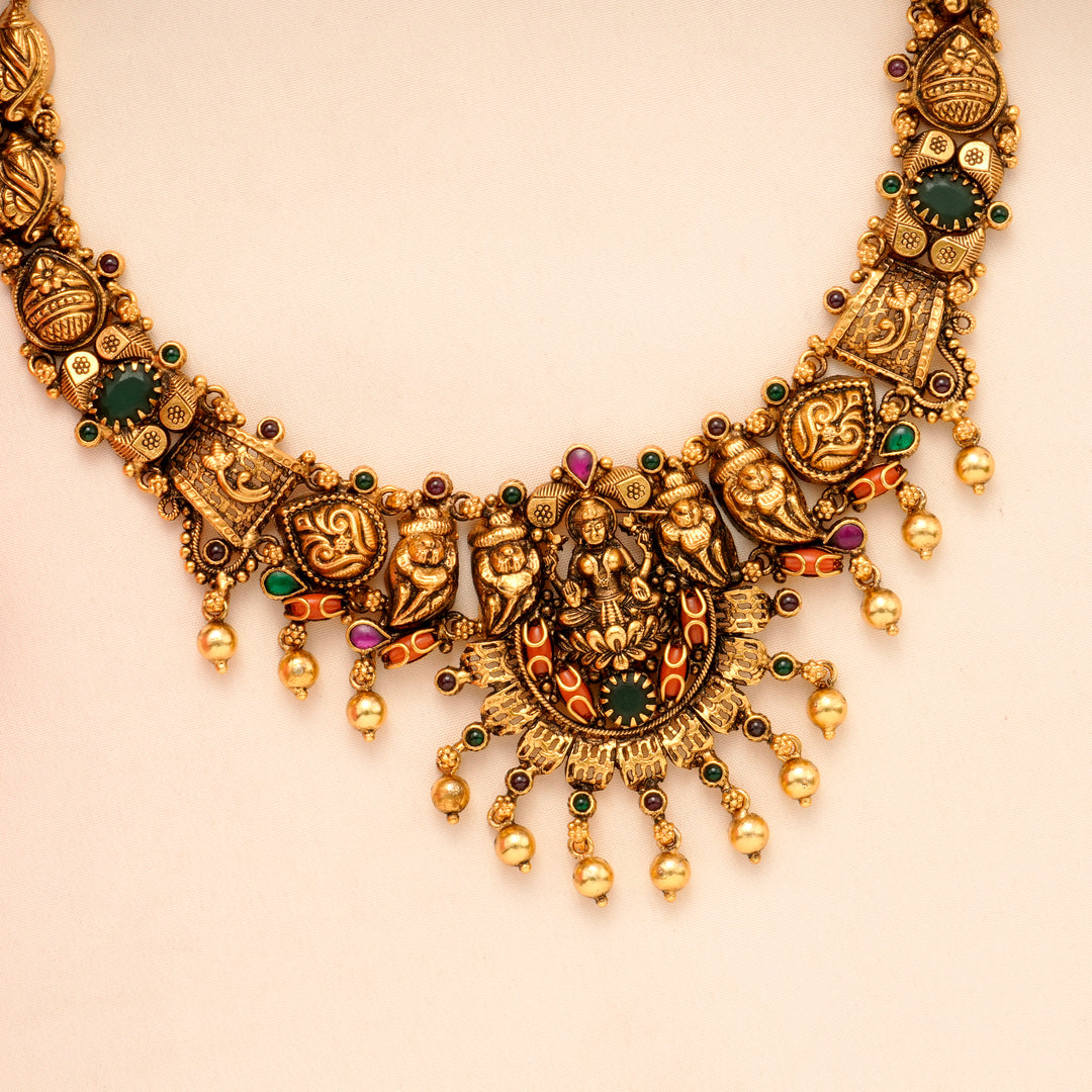 Antique Emerald Lakshmi Necklace