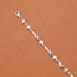Minimalist Heart and Circular Bead Silver Bracelet