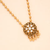 Blossom Floral Pendant with Golden Balls Necklace Set
