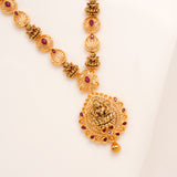 Lakshmi Temple Pendant Golden Necklace Set