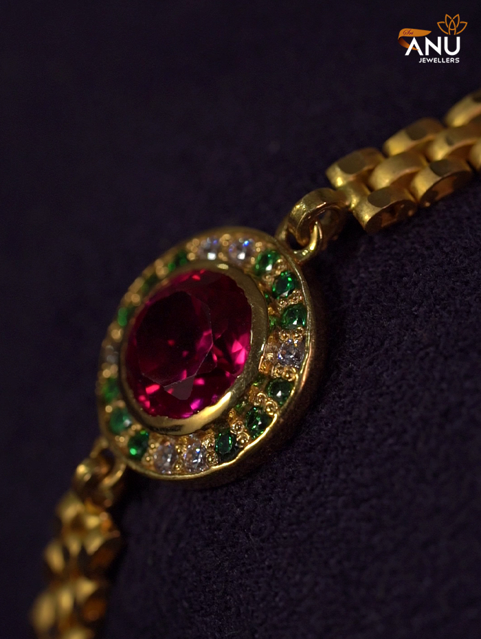Royal Ruby Halo Gold Bracelet