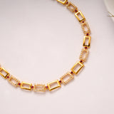 Geometric Sparkling Link Gold Plated Necklace Set