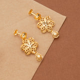 Classic Floral Leaf Golden Drops Necklace Set