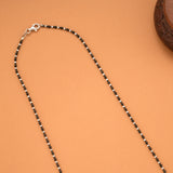 Minimal Black Beads Silver Chain