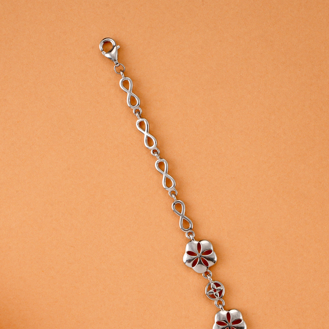 Floral Design Women's Silver Bracelet