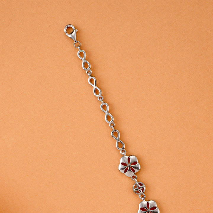 Floral Design Women's Silver Bracelet