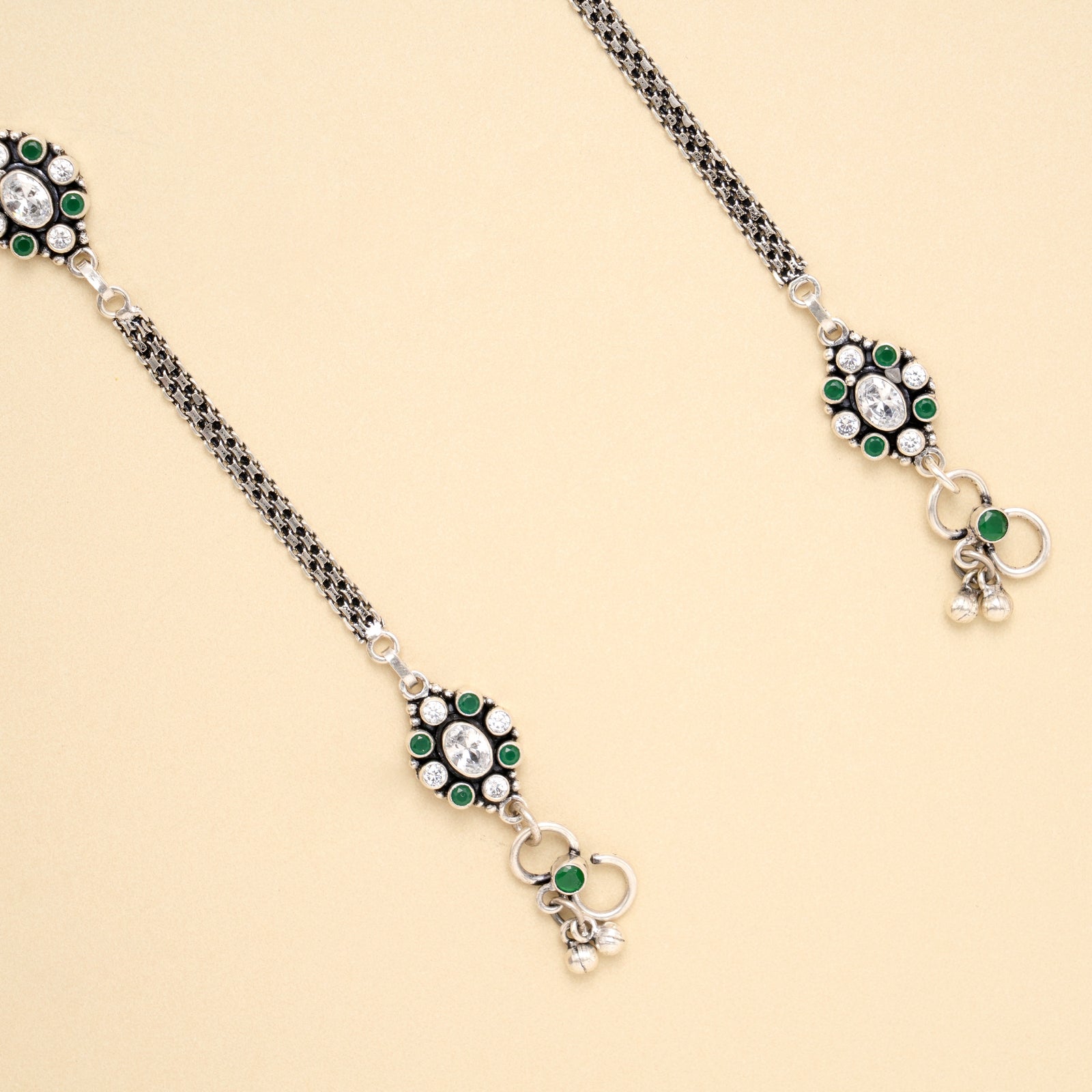 Antique Classic Temple Style Silver Anklet
