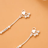 Ruby Crystal Charm Silver Anklet