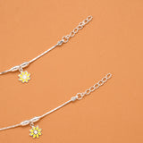 Triple Flower Silver Baby Anklets
