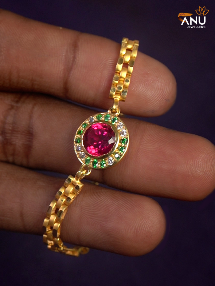 Royal Ruby Halo Gold Bracelet