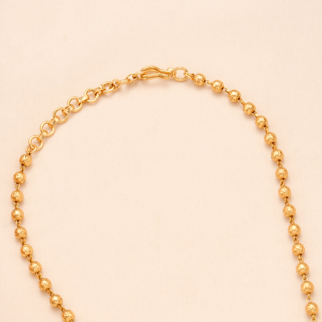 Blossom Floral Pendant with Golden Balls Necklace Set