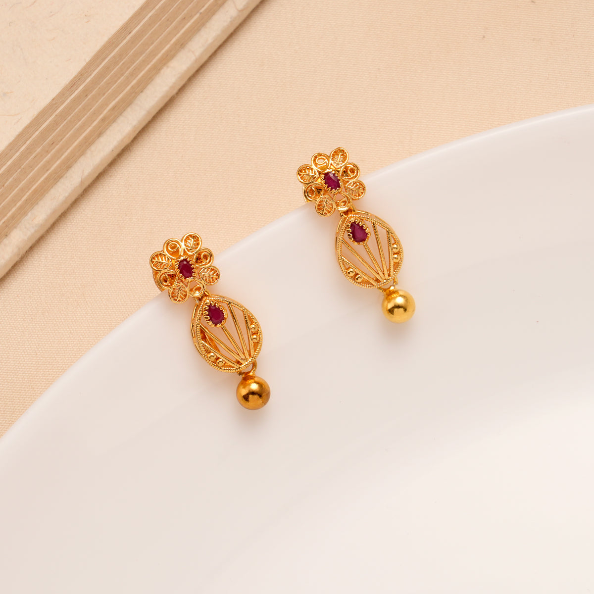 Lakshmi Temple Pendant Golden Necklace Set