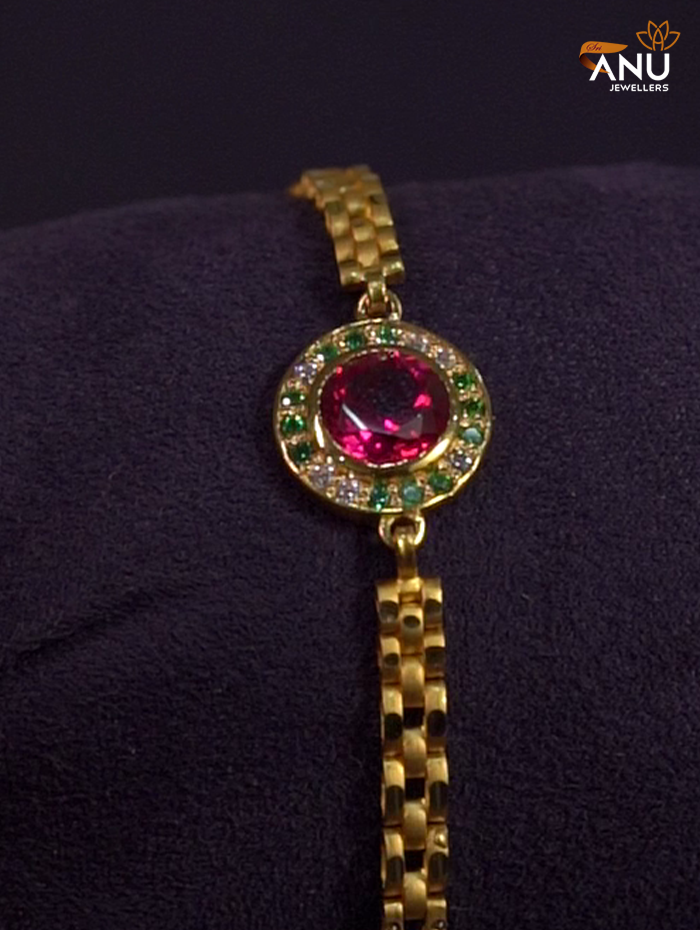 Royal Ruby Halo Gold Bracelet