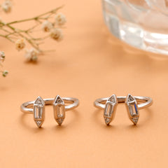 Baguette Cut Silver Toe Ring