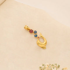Playful Dolphin with Balls Golden Pendant