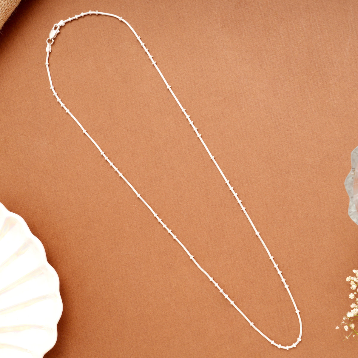 Tiny Charm Silver Bead Link Women’s Chain