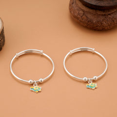 Cute Tortoise Silver Baby Bangle