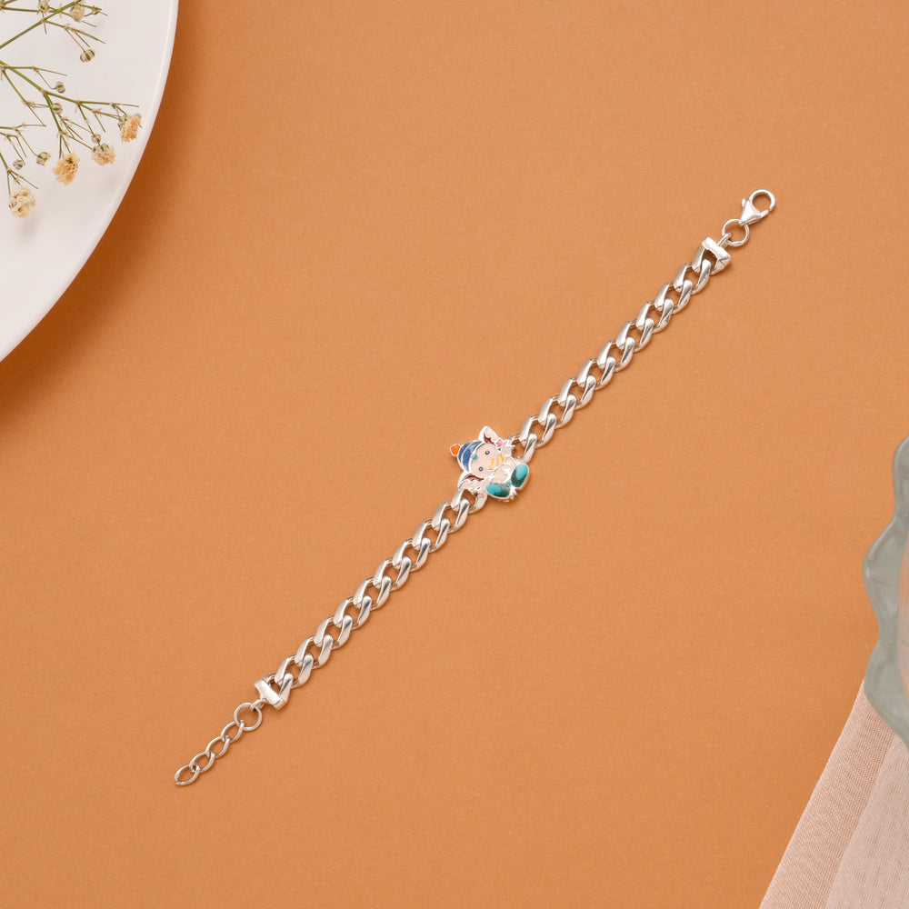 Lord Ganesha with Silver Kids Bracelet