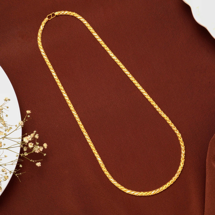 Elegant Leaf Pattern Gold Chain for Men