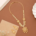 Classic Floral Leaf Golden Drops Necklace Set