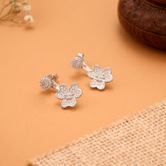 Cherry Blossom Floral Silver Earrings