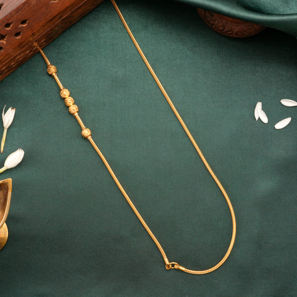 Classic Ball Cut Mugappu Gold Chain