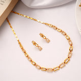 Geometric Sparkling Link Gold Plated Necklace Set