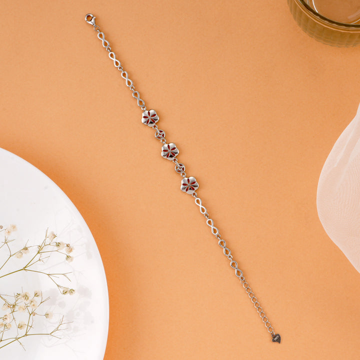 Floral Design Women's Silver Bracelet