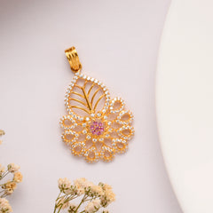 Ruby Flower Pattern Golden Pendant