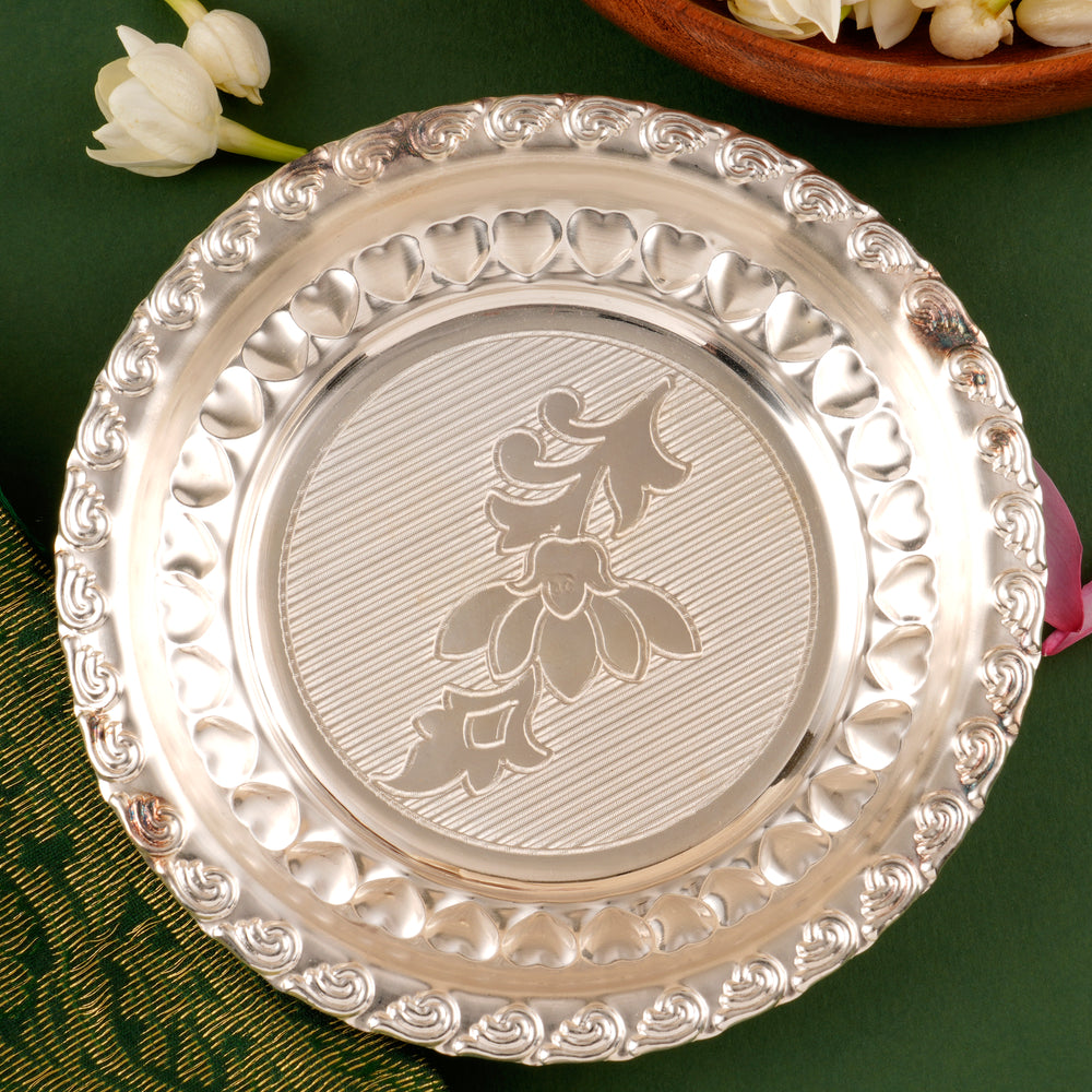 Elegant Lotus Design Silver Plate
