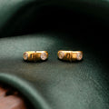 Link Stone Gold Huggie Earrings