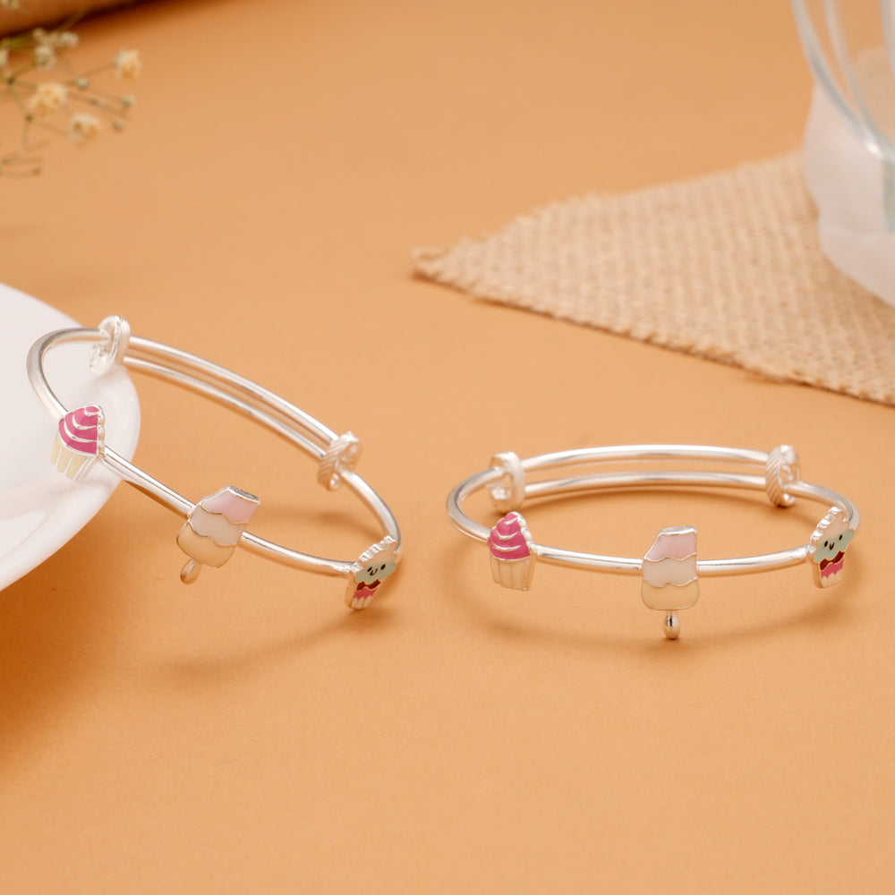 Ice Cream Charm Silver Kid Bangle